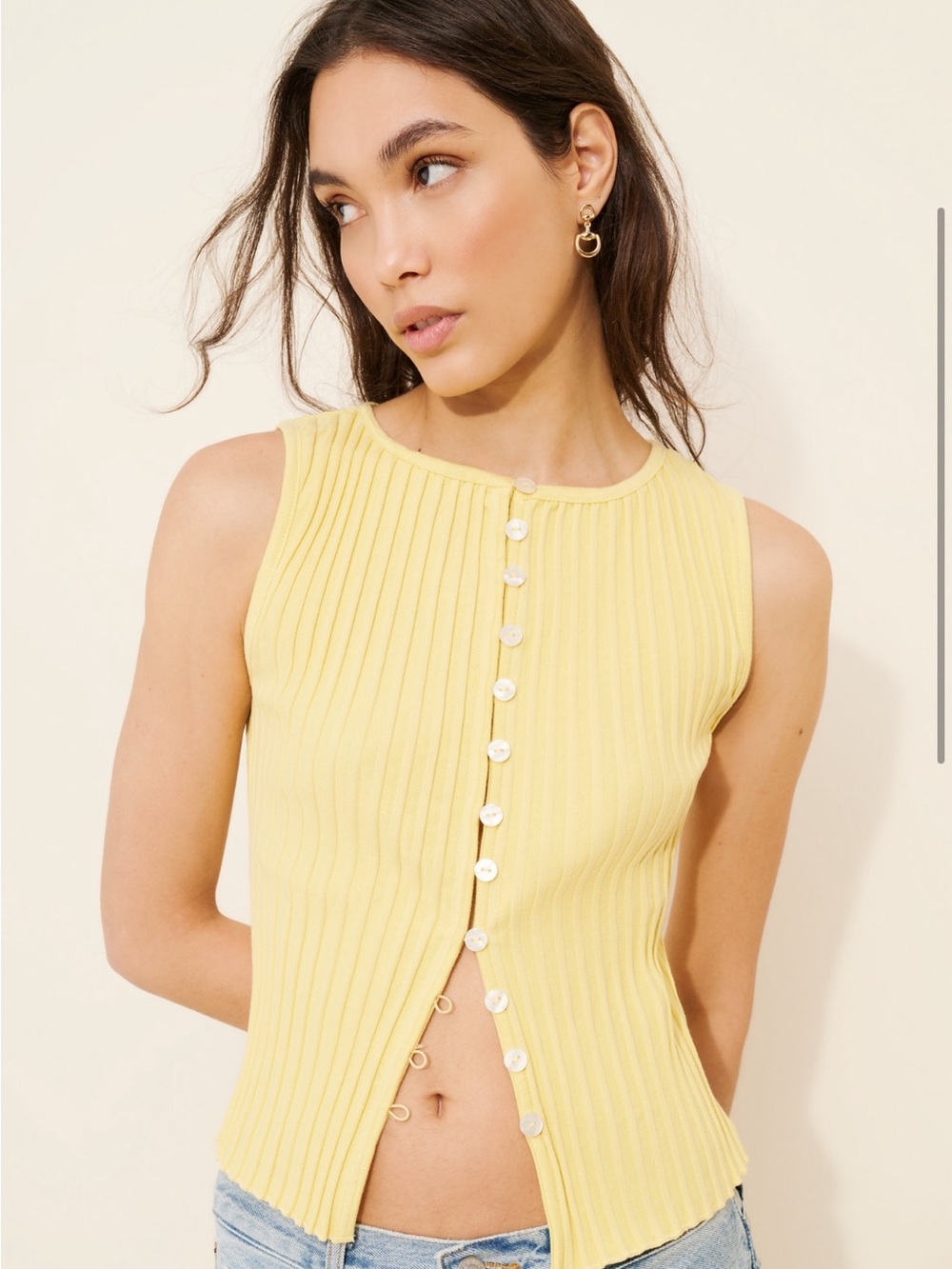 Free People Tilly Ribbed Button-Up Top